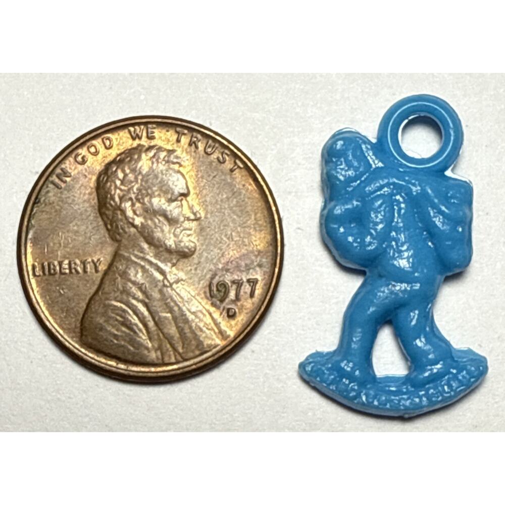 Vintage Cracker Jack Blue Person Carrying Bag Celluloid Charm 1G